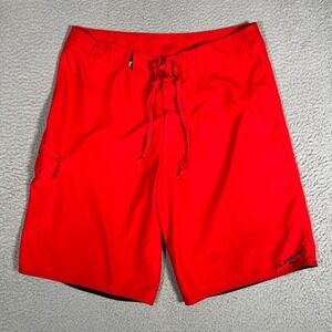 Quiksilver Shorts Mens 32 Red Boardshorts Swim Surf Beach Drawstring Lifeguard